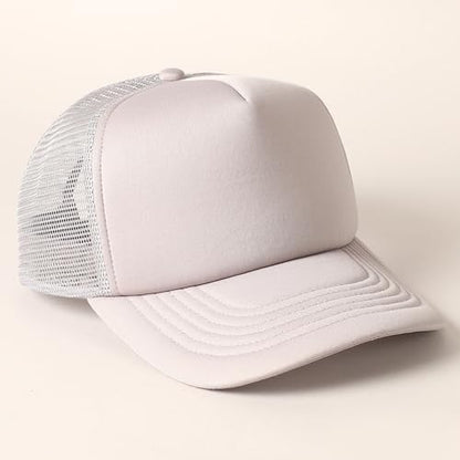 MIRMARU 5 Panels Blank Foam Front Two Tone Solid Trucker Mesh Back Baseball Cap with Adjustable Snapback Strap - color: Solid-grey