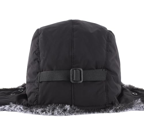 Connectyle Trapper Hat for Men Women Faux Fur Winter Hat with Ear Flaps Water-Resistant Hunting Hats Ushanka Skiing Cap - color: Black