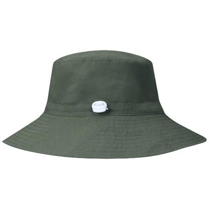 55cube Baby & Toddler Sun Hat UPF 50+ Bucket Hat with Chin Strap - color: 2pack Off White/Olive Green, size: 2-5T