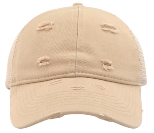 Comfy Soft Vintage Washed Trucker Baseball Cap - Women Men Unstructured Dad Hat | Snapback | Soft Crown | Soft Mesh - color: Distresssed Khaki, size: One Size