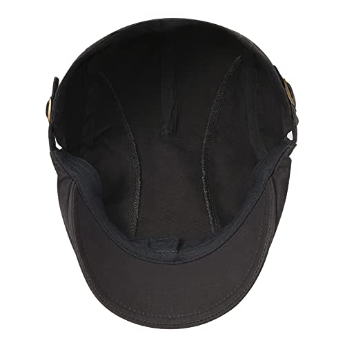VOBOOM Men Cotton Newsboy Beret Hat Duckbill Buckle Cabbie Cap - color: Dark Grey