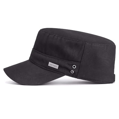Cotton Military Caps for Men Women Unisex Flat Top Hat Adjustable Cadet Army Cap - color: Grey