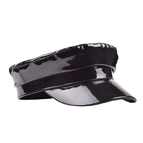 Cap Student Hat Leather Cap Baseball Cap Sun Hat Casual Hat Solid Color - color: Black