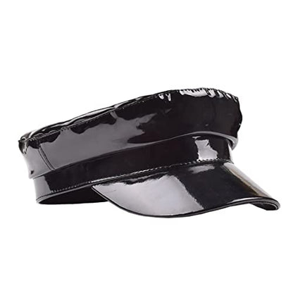 Cap Student Hat Leather Cap Baseball Cap Sun Hat Casual Hat Solid Color - color: Black