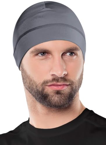 OutdoorEssentials Skull Cap Helmet Liner - Thermal Fleece for Cycling Gear - Stretch Fit Mens Beanie - Lightweight Skull Caps - color: Gray