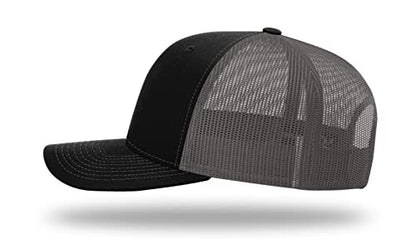 Richardson 112 Classic Six-Panel Adjustable Snapback Trucker Cap - color: Black/Charcoal (Xl)