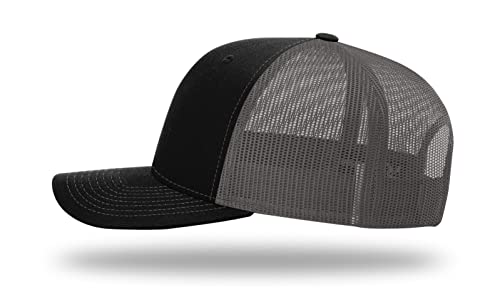 Richardson 112 Classic Six-Panel Adjustable Snapback Trucker Cap - color: Black/Charcoal (Xl)