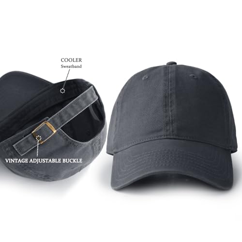 FURTALK Unisex Vintage Unstructured Baseball Cap Washed Cotton Dad Hat - color: Grey, size: Large-X-Large
