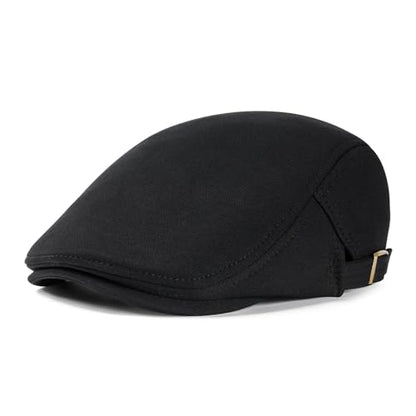 VOBOOM Men Newsboy Cap Cotton Flat Ivy Gatsby Driving Hat - color: Black