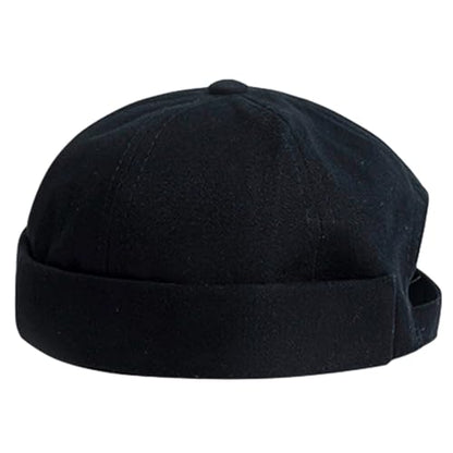 Adjustable Unisex Hip-Hop Docker Hat Dome Brimless Hats - color: Black