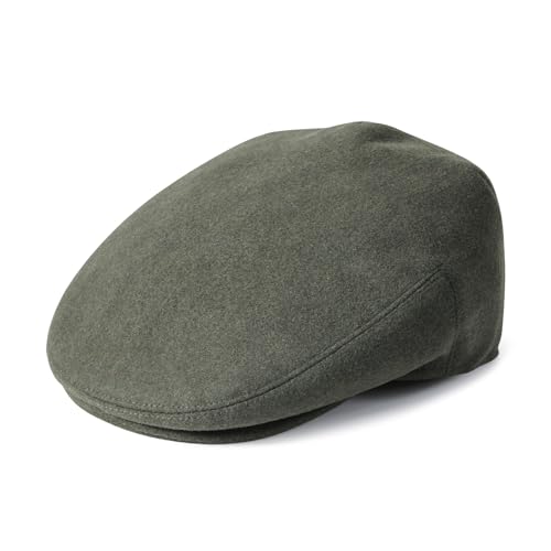 Men Wool Plaid Ivy Gatsby Newsboy Cap - color: Army Green, size: 7 3/8