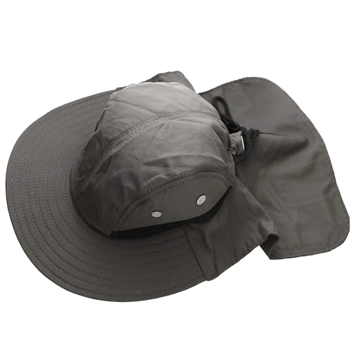 Falari Outdoor Sun Hat, Wide Brim with Neck Flap, Safari Hiking Gardening Fishing Hat - color: Gray