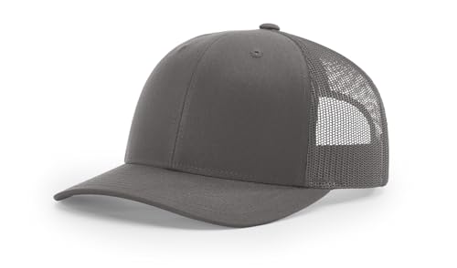 Richardson 112 Trucker Hat - Premium Blank Baseball Cap, Adjustable Snapback Hat - Structured Six Panel Richardson Blank Hats - color: Solid Charcoal