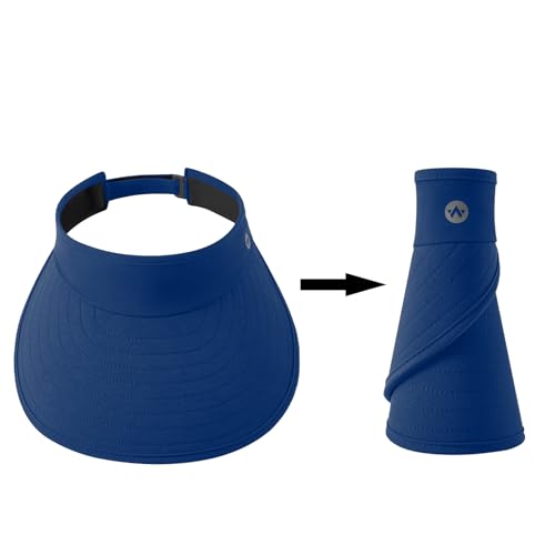 WANDER Sun Visor Hat Wide Brim Packable Large Beach Cap for Women - color: Royal Blue