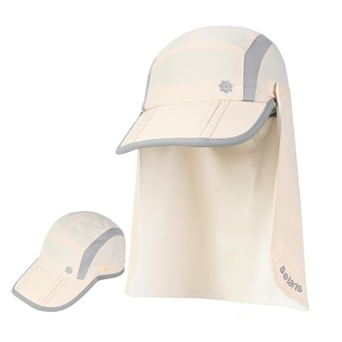 Tirrinia UPF 50+ Fishing Hat with Removable Neck Flap, Baseball Cap - color: Beige
