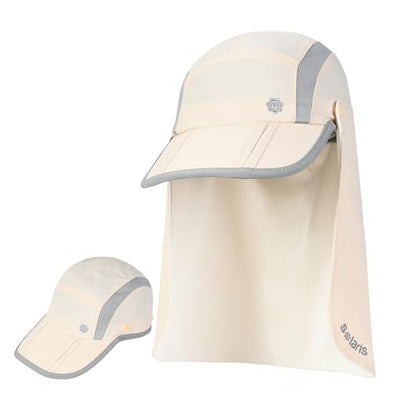 Tirrinia UPF 50+ Fishing Hat with Removable Neck Flap, Baseball Cap - color: Beige