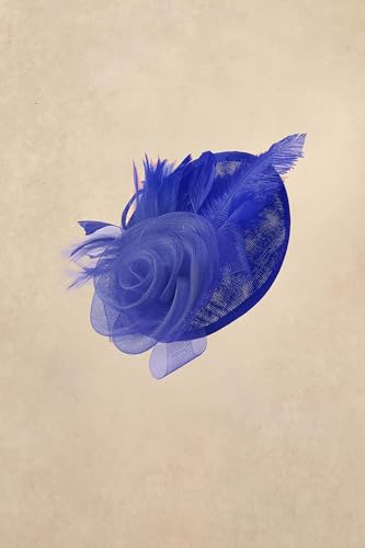 BABEYOND Fascinators Hats for Women Tea Party Mesh Flower Pillbox Derby Hat - color: Royal Blue