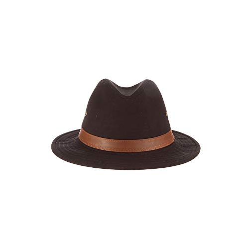 Dorfman Pacific Men's One-Piece Canvas Faux Leather-Trim Safari Hat - color: Black, size: Large