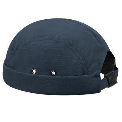 Clakllie Quick Dry Brimless Docker Cap for Men Summer Beanie Sailor Skullcap Lightweight Waterproof Adjustable No Brim Hat - color: S-dbh01-n-dark Blue