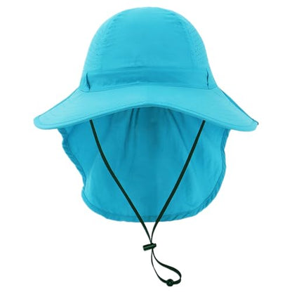 Sun Hats for Men Women with Neck Flap UPF 50+ UV Protection Wide Brim Bucket Hat Safari Hiking Fishing Hats - color: Blue