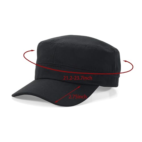 Cadet Army Cap Military Style Hats Flat Top Cap Baseball Hat for Men Women - color: Black