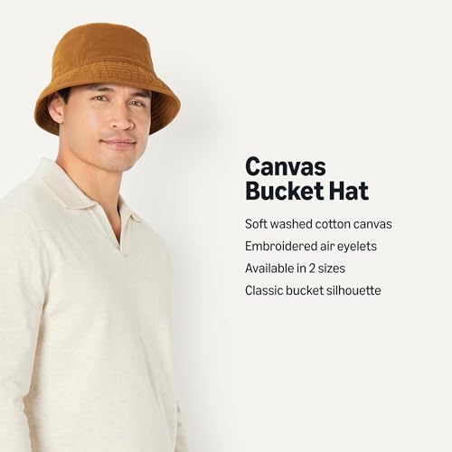 Amazon Essentials Men's Washed Cotton Canvas Bucket Hat - color: Brown, size: Large-X-Large