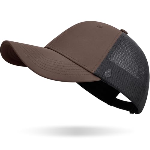 AOPREL Cloud-Touch Trucker Hat - High-Density Structured Mesh Baseball Cap Men & Women，Shape-Retaining Breathable UPF 50+ - color: Coffee Khaki · Vintage