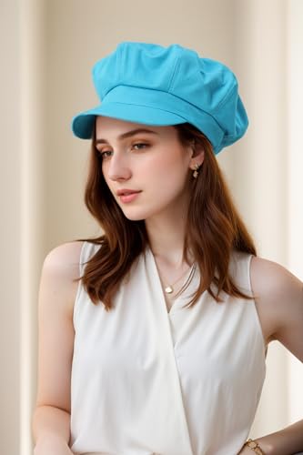 Newsboy Hats for Women -100% Cotton Womens Newsboy Cap Vintage Cabbie Hat - Pageboy Hats for Women Girls Ladies Gift - color: Blue