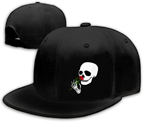 Snapback Hats for Men Flat Bill Black Adjustable Baseball Cap Trucker Hat for Dad American Flag Pirate Skull Caps Cool - color: Skeleton Hand Flower