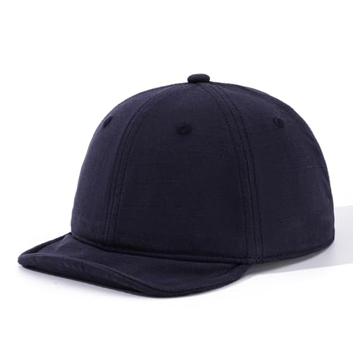 Soft Short Brim Hats for Men Cotton Trucker Hats Flip Up Short Bill Baseball Cap Low Profile Dad Hat Umpire Sun Hats - color: Mg-pdym2584-blue