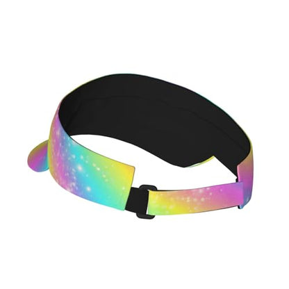 Unisex Sports Sun Visor Hats Adjustable Lightweight Packable Printed Empty Top Cap for Running Pickleball Golf Tennis - color: Ombre Rainbow Galaxy