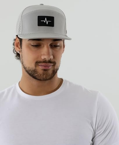 VYBE Performance Snapback Hat - Water-Repellent, Breathable Athletic Baseball Cap for Golf, Gym, Sports, Water - color: Slate Signal