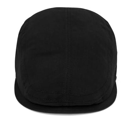 Initlove Mens Newsboy Cap Cotton Ivy Hat Beret Hats for Driving - color: Black