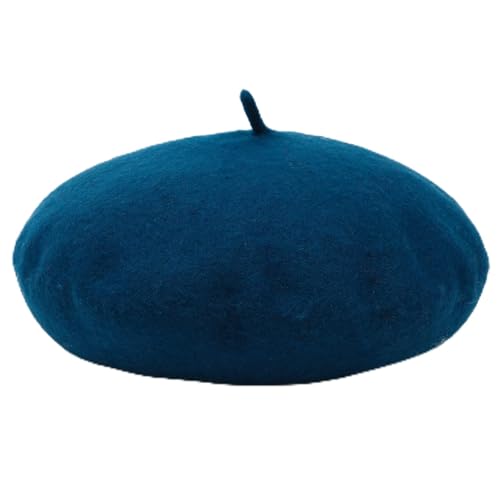 Women French Wool Beret Hats - Solid Color Classic Beanie Winter Cap - color: Thicker-blue
