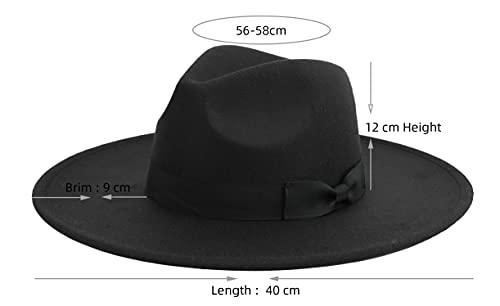 Pro Celia Big Wide Brim Women Fedora Hat - color: Black