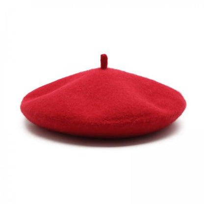 Women Wool Beret Hat, Classic French Artist Hat, Winter Warm Hat for Ladies - color: Red