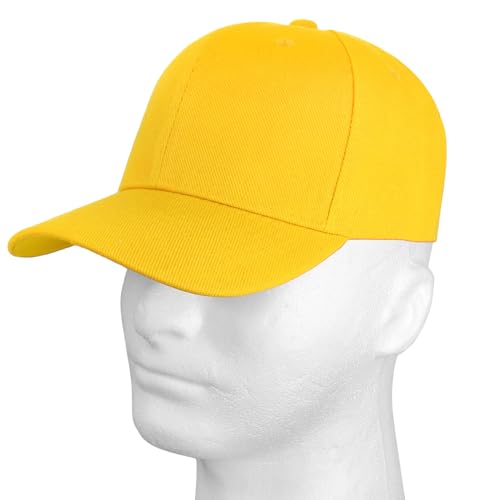 Falari Wholesale Bulk Lot 12-Pack Baseball Cap Adjustable Size Plain Blank Solid Color - color: Yellow