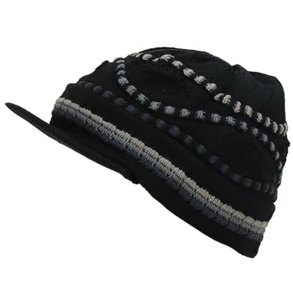 Armycrew Rasta Jamaica Style Thick Acrylic Knit Cuff Beanie Visor - color: Black Charcoal 2