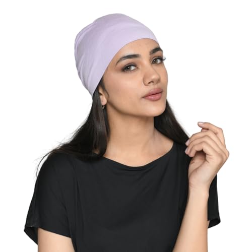Chemo Hats Solid Sleep Cap Women's Bamboo Soft Headwear Cancer Cap Chemo Headwear Women - color: Lilac