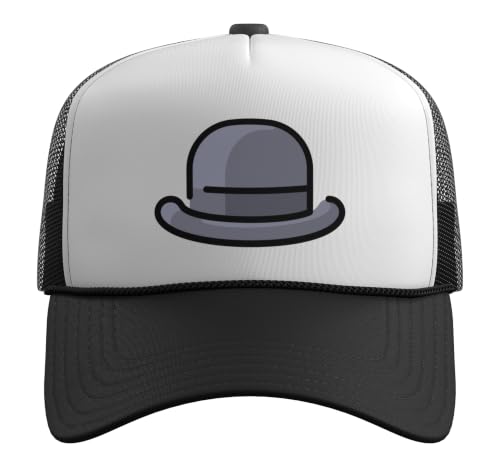 Really Like Bowler Hats Derby Bob Hat Trucker Hat with Adjustable Mesh Back - color: Black/White