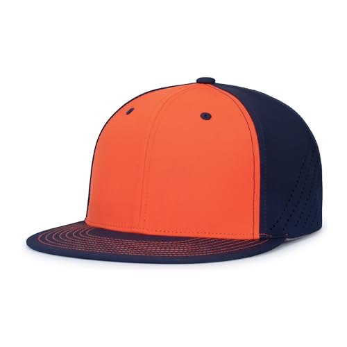 Pacific Headwear Unisex-Adult Pacific Headwear Premium Lightweight Perforated Pacflex Cap Powered By Coolcore® - color: Orange/Navy/Navy, size: X-Small