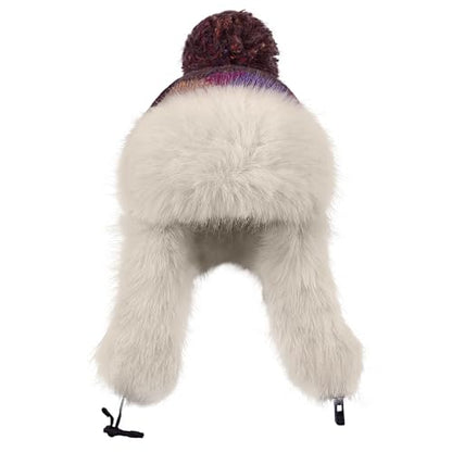 MioCloth Winter Pompom Beanie Hat for Women Girls Fluffy Knit Beanie Faux Fur Skull Cap Warm Crochet Earflap Hat - color: Purple