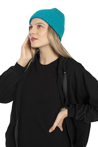 Seamless Beanie Cap, Acrylic Unisex Winter Beanie - color: Teal