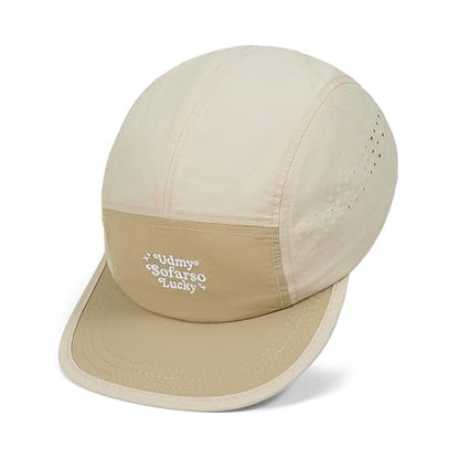 CLAPE Quick Dry 5 Panel Hat for Men, Breathable Mesh Lightweight Running Cap Outdoor Streetwear Flat Brim Hat - color: Bs265p15-khakibeige