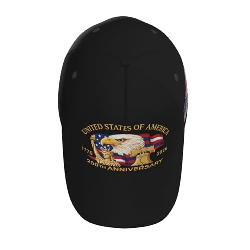 American Flag Baseball Caps Embroiderred USA Flag Patriotic Dad Hat Adjustable Trucker Hats for Men Women - color: Usa 250th Anniversary -Black