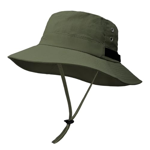 Sun Bucket Hat for Men Women Fishing Beach Safari Hats for Golf Hiking Hunting Outdoor UPF 50+ - color: Armygreen