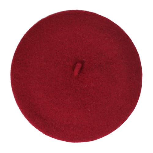 ZLYC Wool French Beret Hat Solid Color Classic Artist Cap for Women - color: Garnet