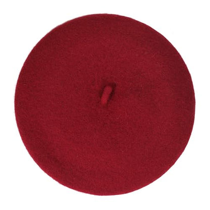 ZLYC Wool French Beret Hat Solid Color Classic Artist Cap for Women - color: Garnet