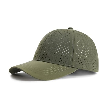 FEINION Men Laser Mesh Breathable Snapback Baseball Cap - color: Army Green