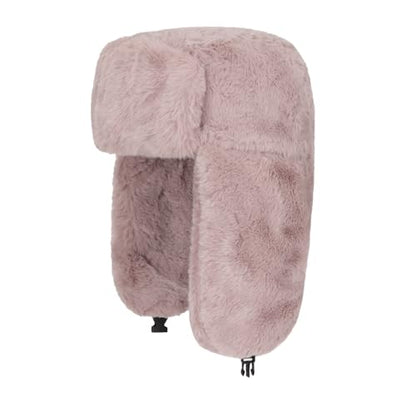Womens Faux Fur Fuzzy Trapper Hat Winter Ear Flap Trooper Aviator Hat - color: Pink